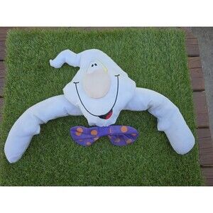 90's Halloween Ghost Plush Parachute Nylon Posable Bendable Arms Bowtie Big Nose